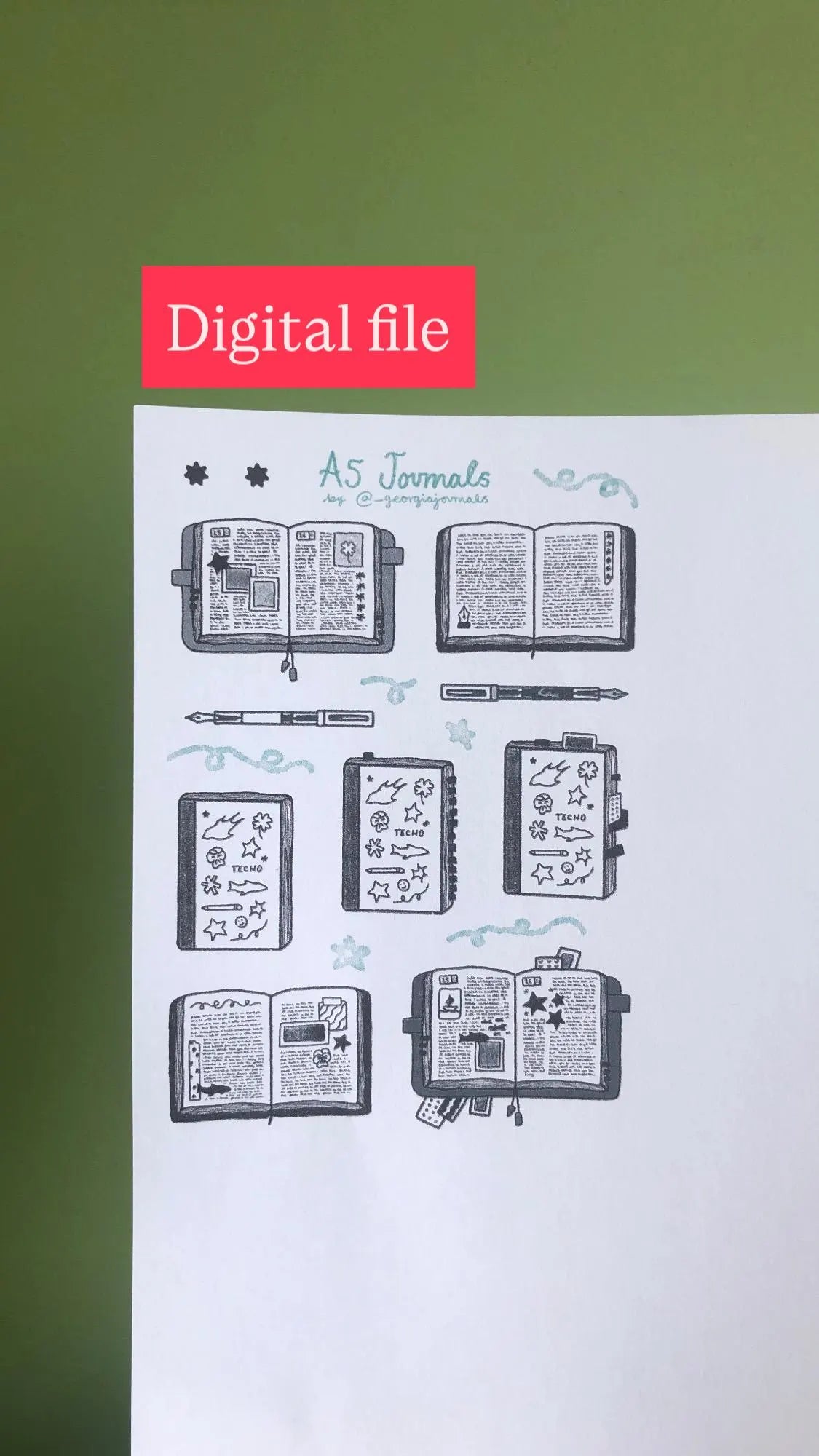 DIGITAL A5 Journals Printable Sheet
