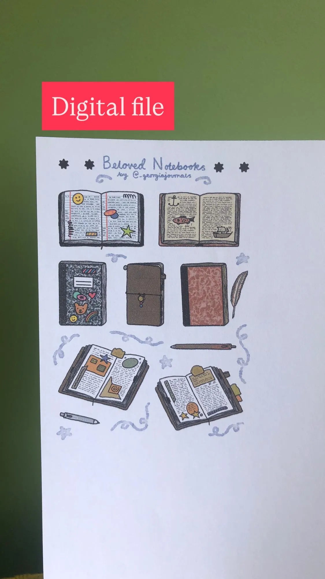 DIGITAL Beloved Notebooks Printable Sheet