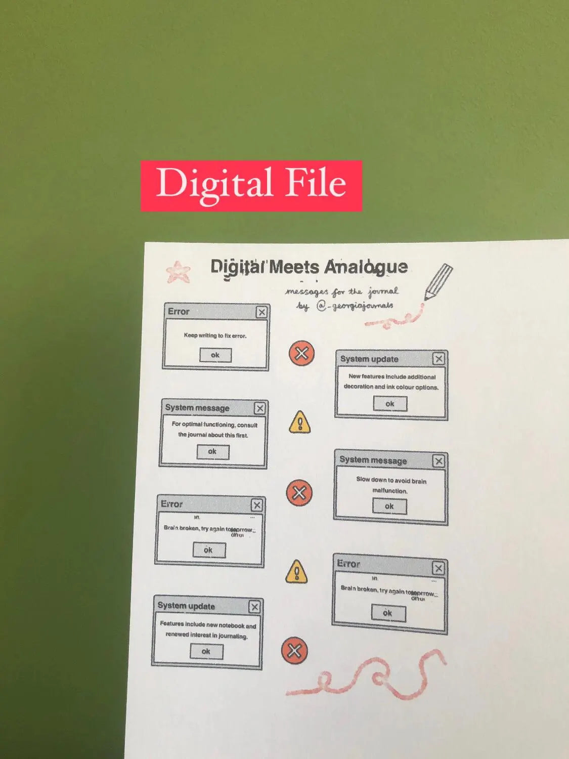 DIGITAL Digital Meets Analogue Printable Sheet