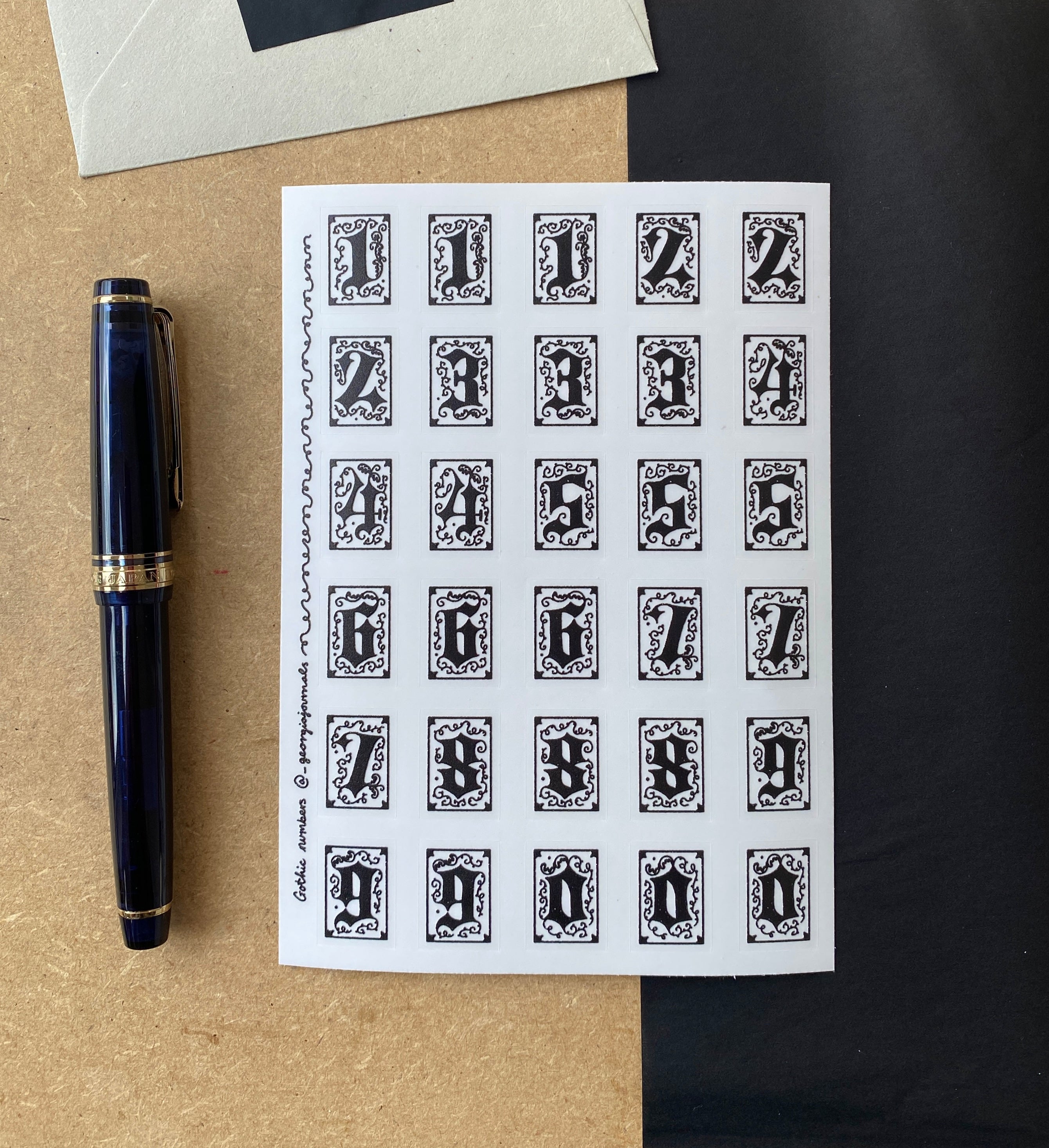 Gothic Numbers Sheet