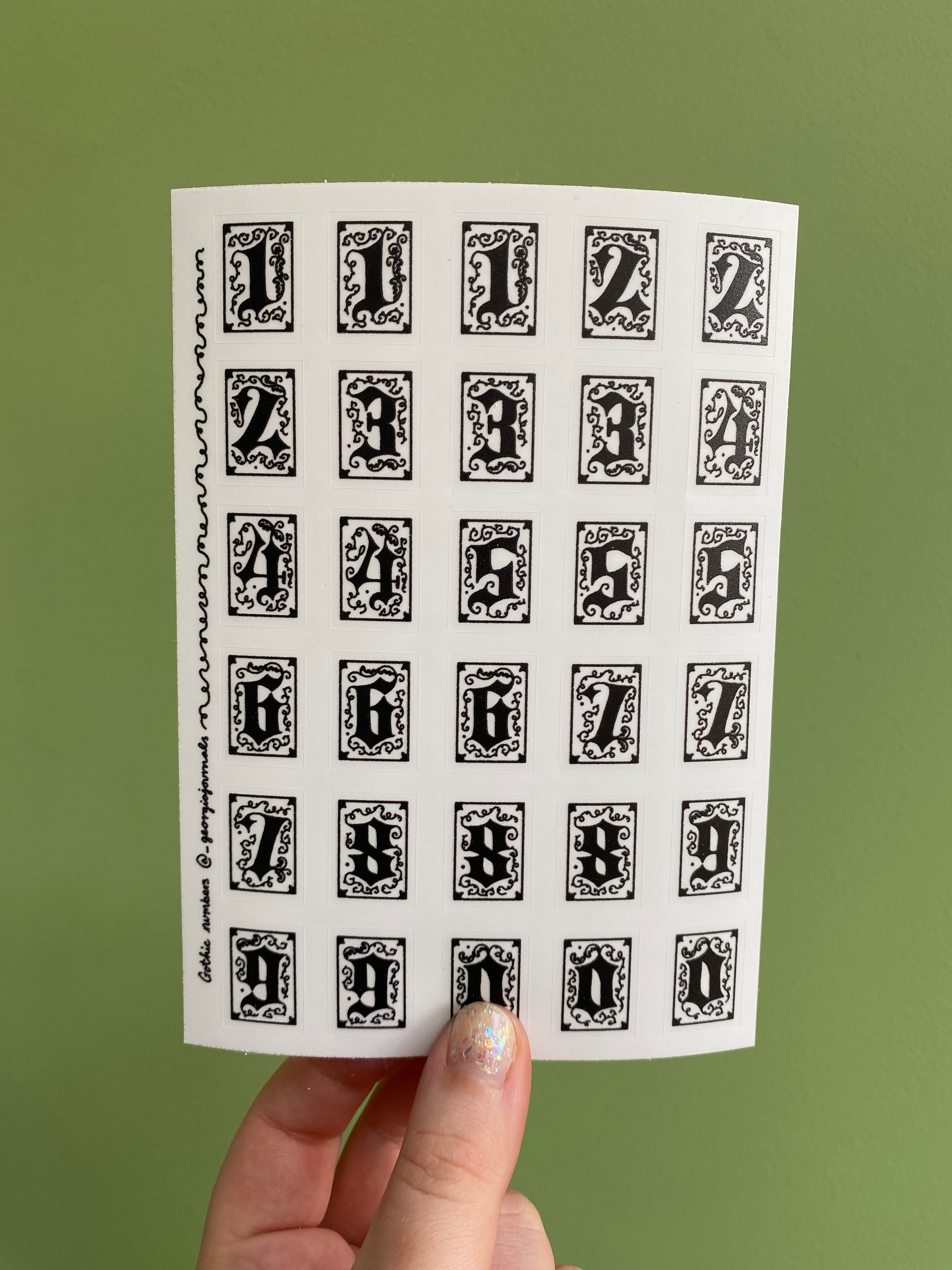 Gothic Numbers Sheet