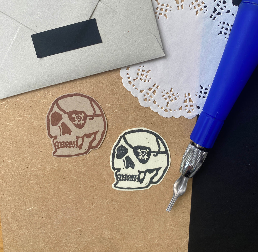 Pirate Skulls Lino Sticker Set