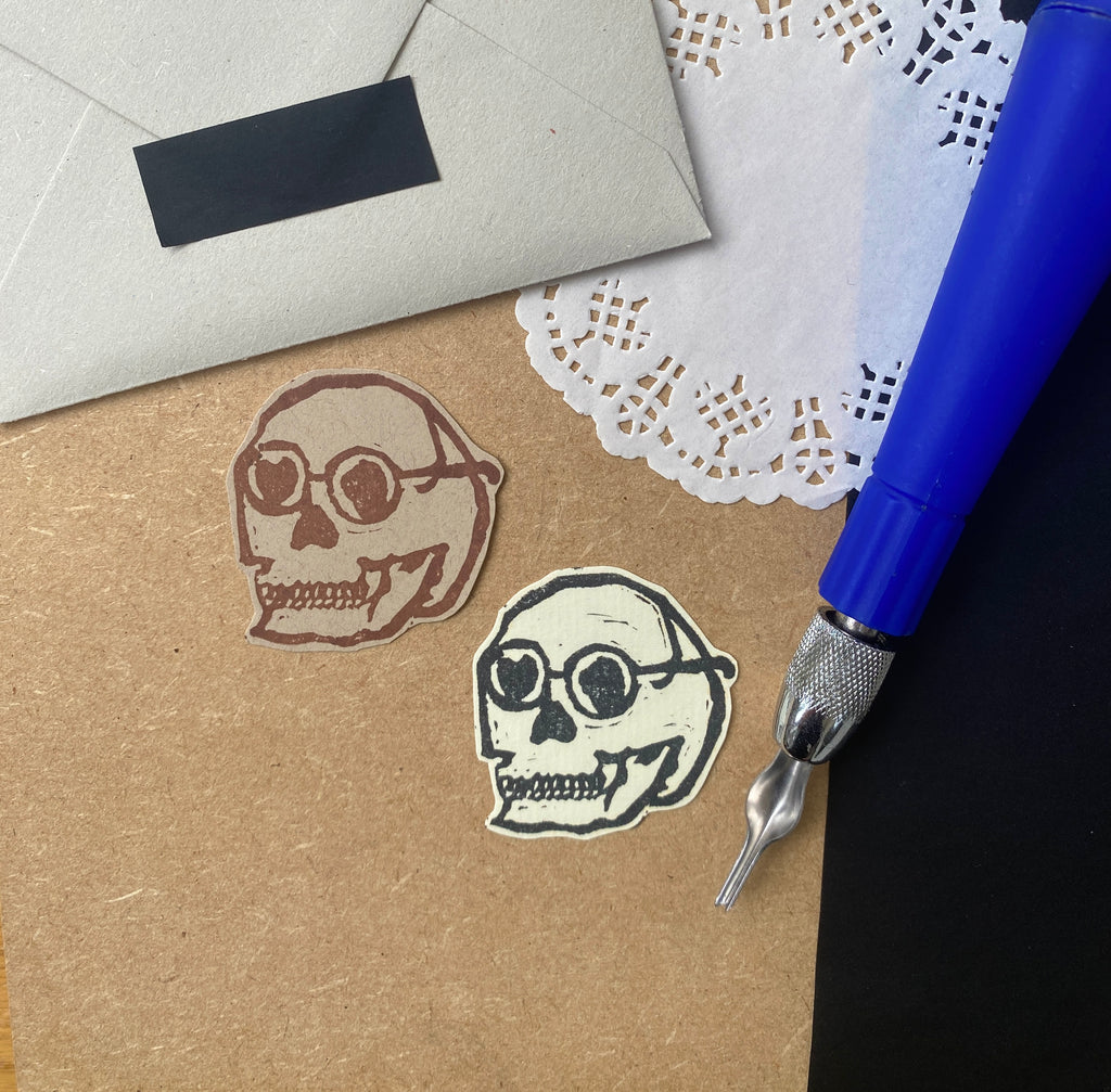 Glasses Skulls Lino Sticker Set