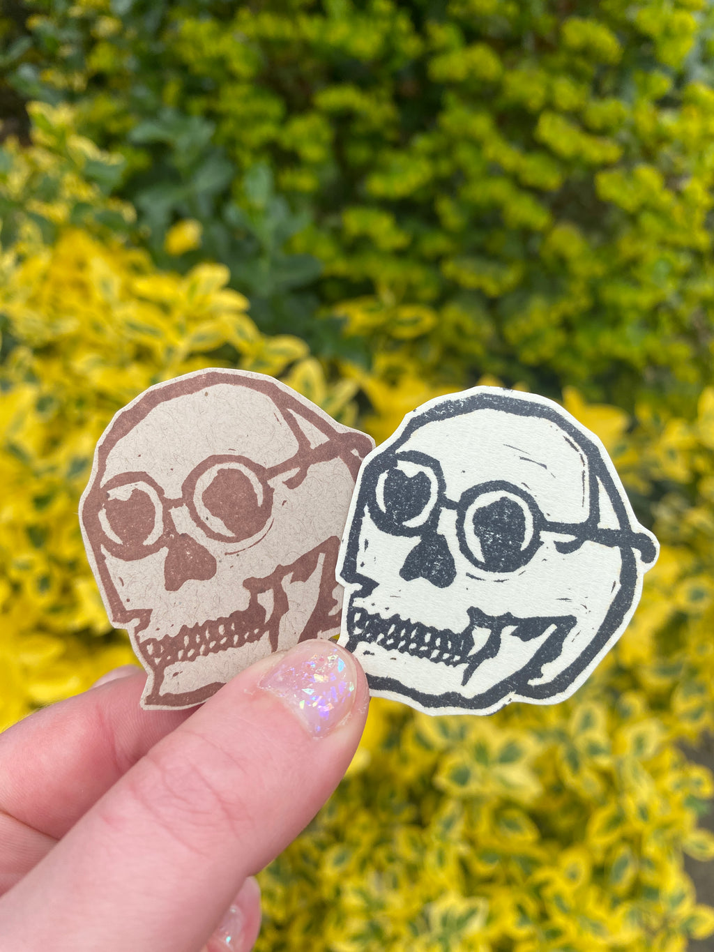 Glasses Skulls Lino Sticker Set