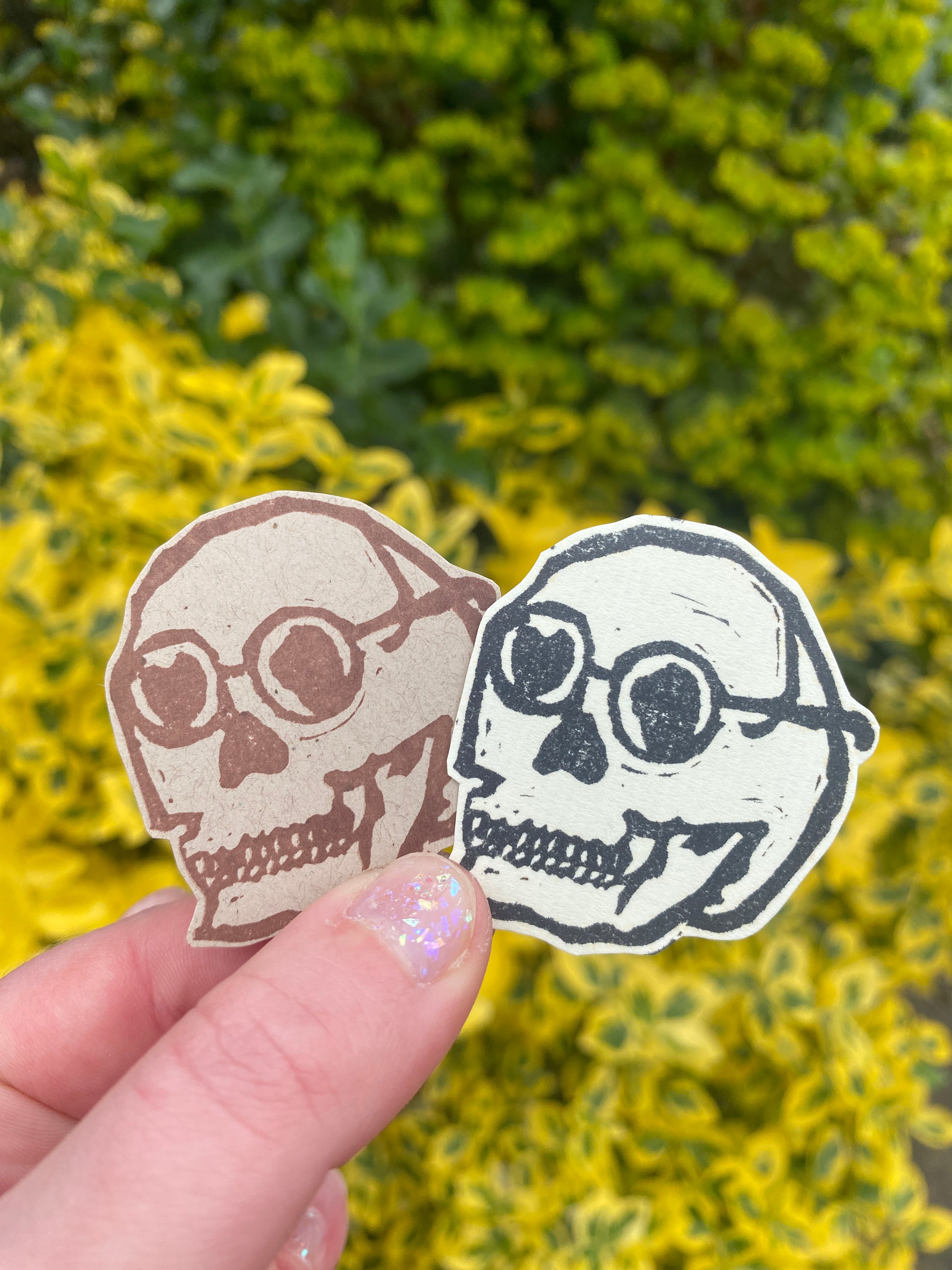 Glasses Skulls Lino Sticker Set