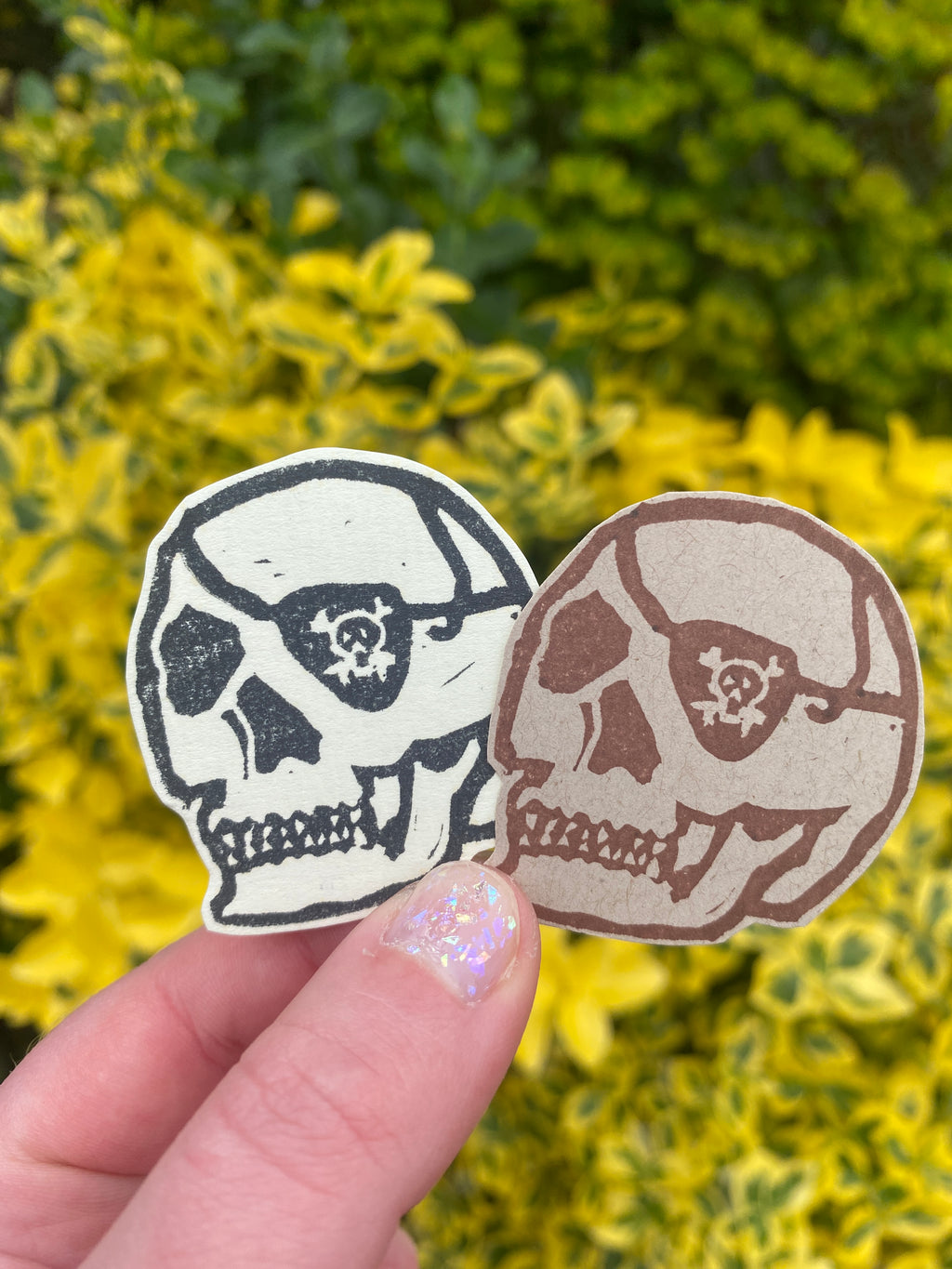 Pirate Skulls Lino Sticker Set