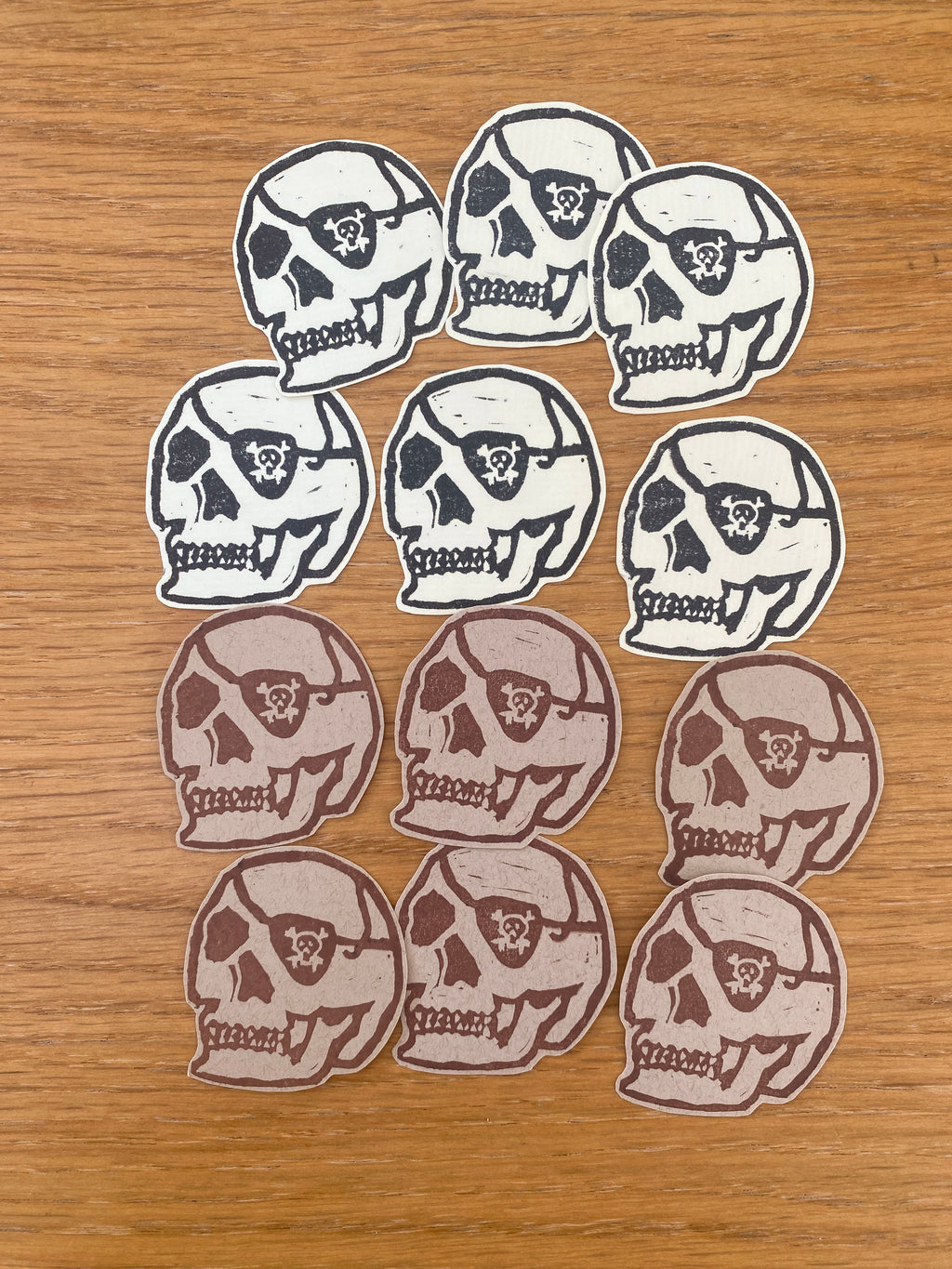 Pirate Skulls Lino Sticker Set