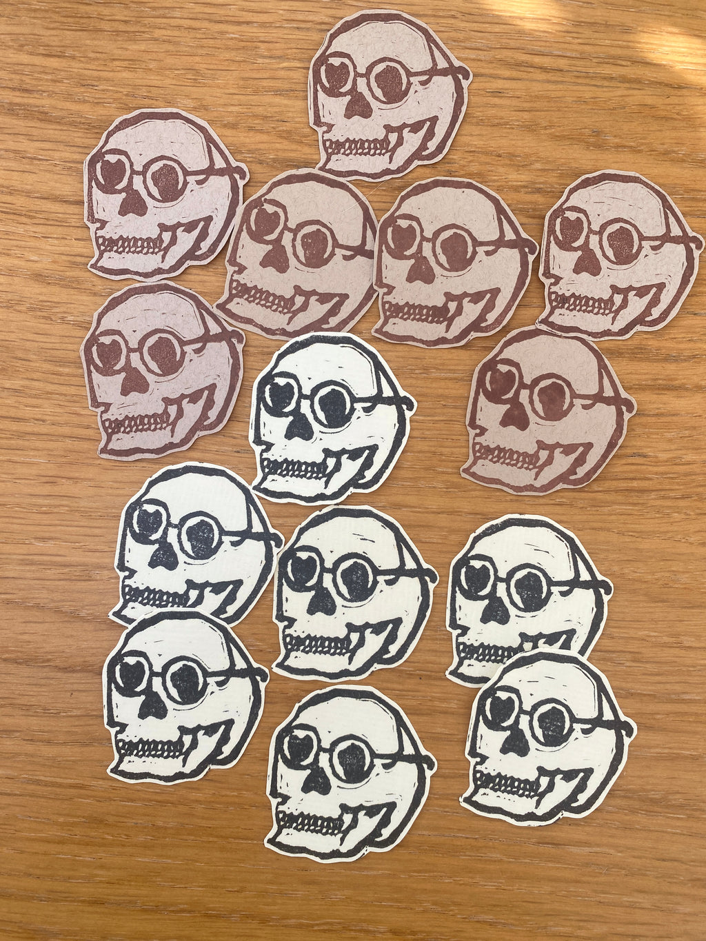 Glasses Skulls Lino Sticker Set