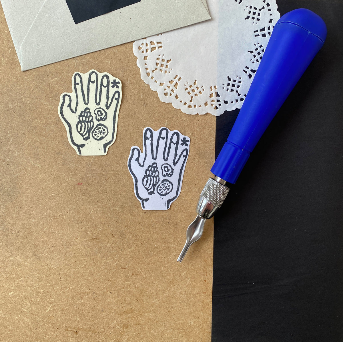 Handful of Shells Lino Sticker