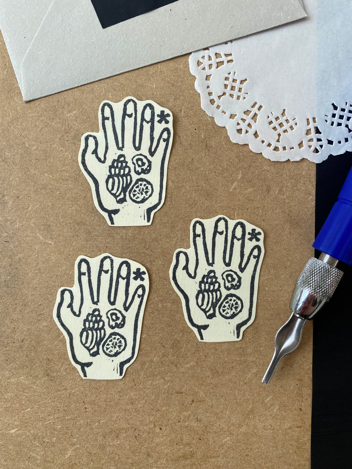 Handful of Shells Lino Sticker