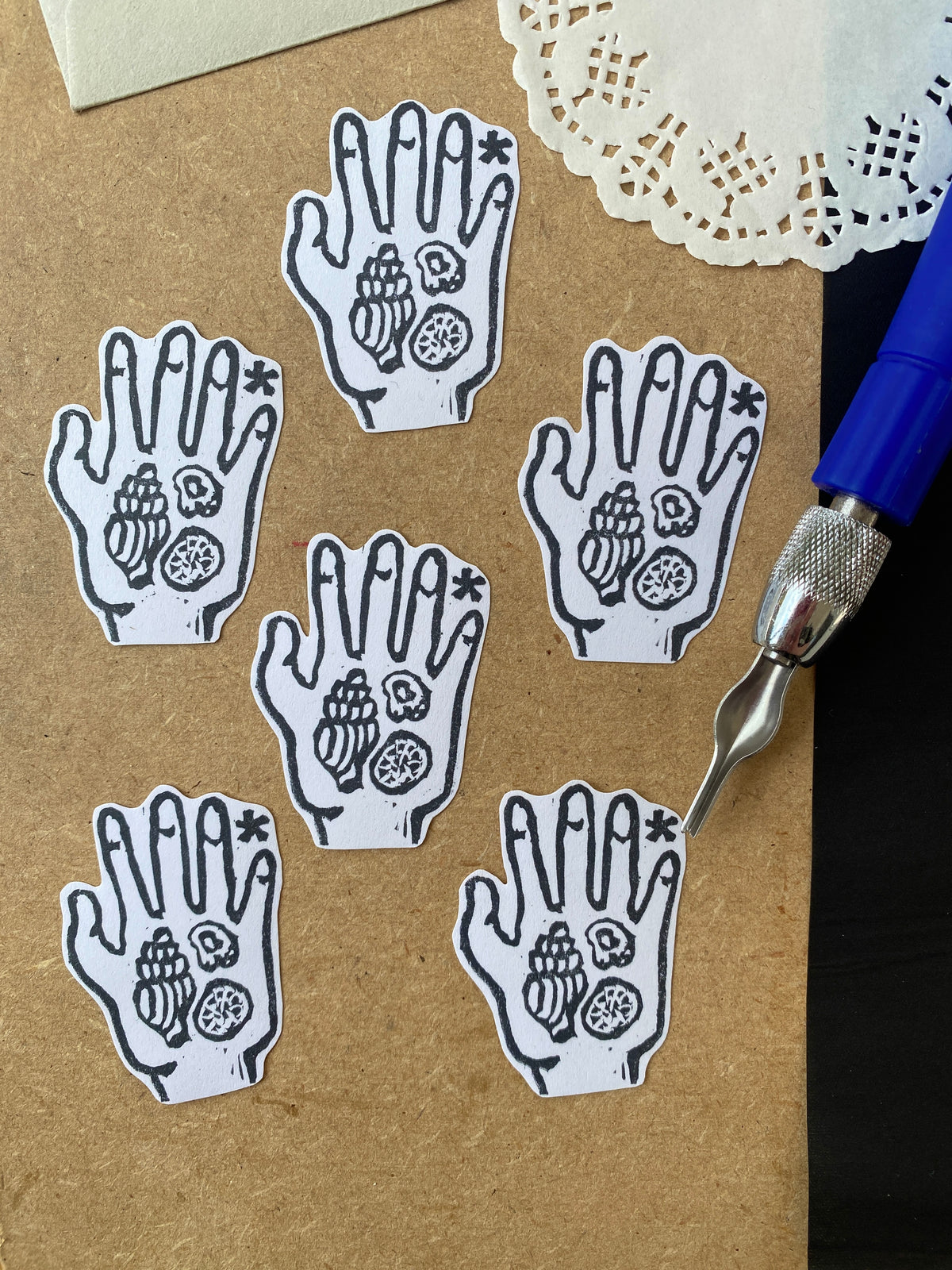 Handful of Shells Lino Sticker