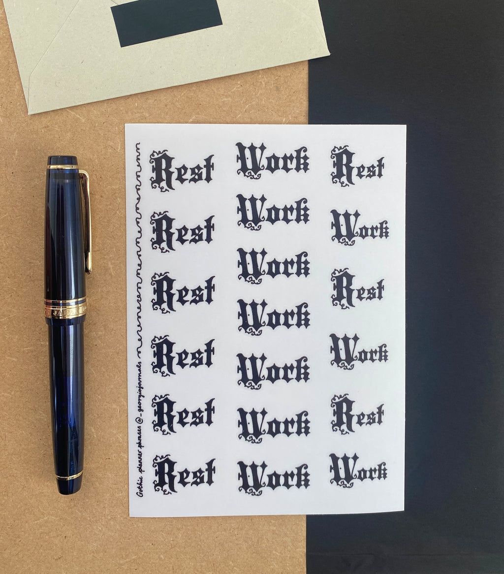Gothic Work/Rest Sheet