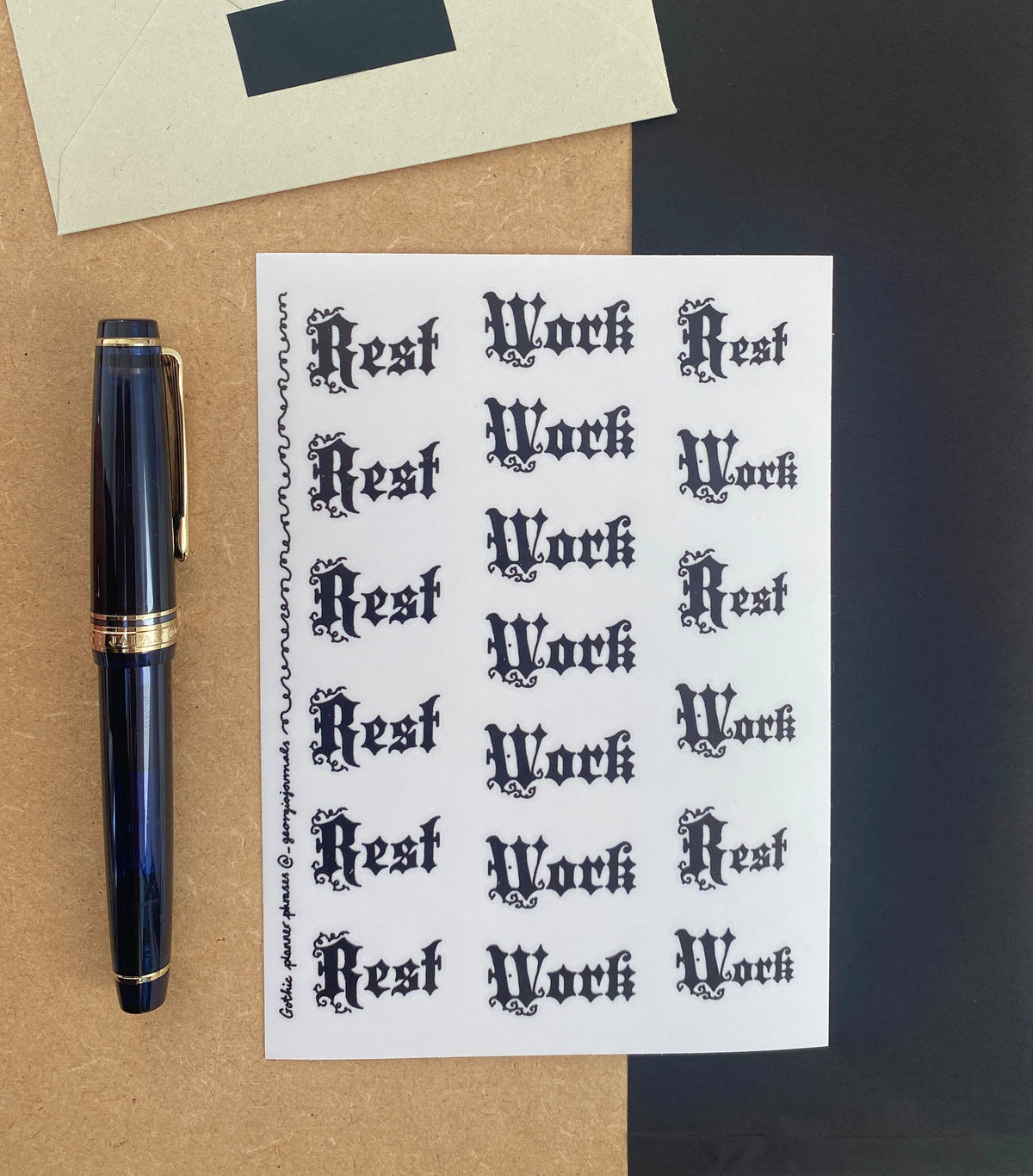 Gothic Work/Rest Sheet