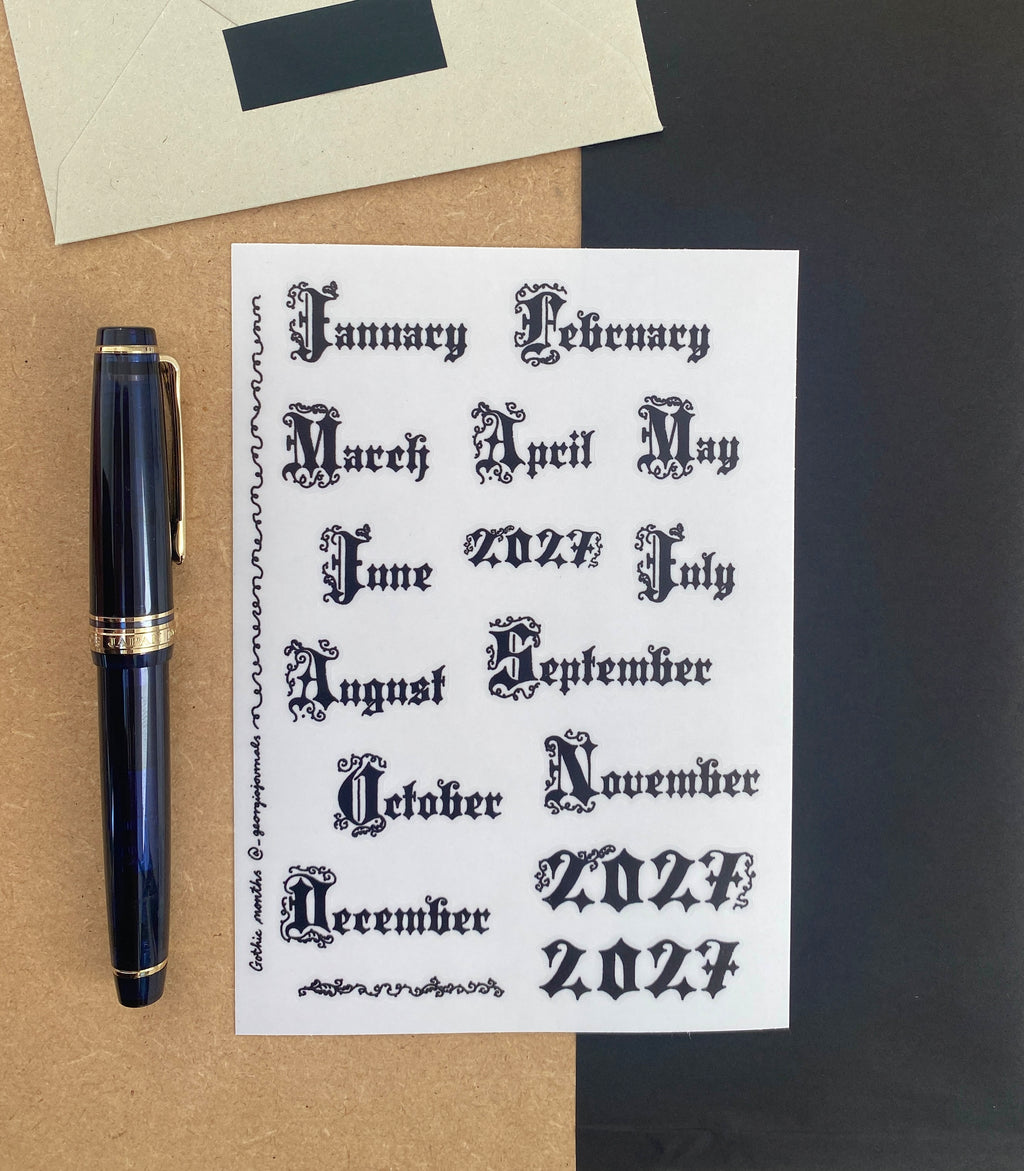 Gothic Months Sheet