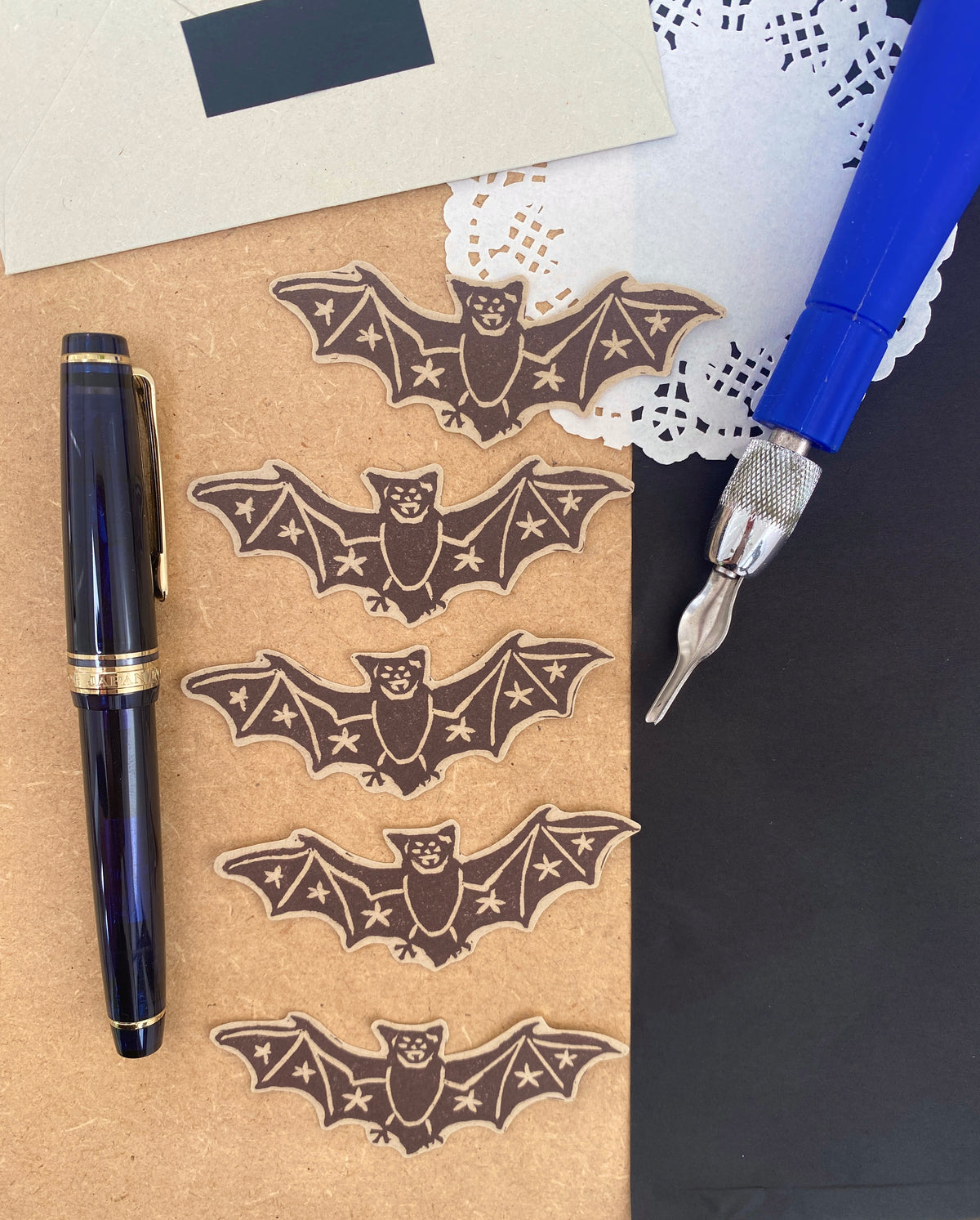 Spooky Bat Lino Sticker