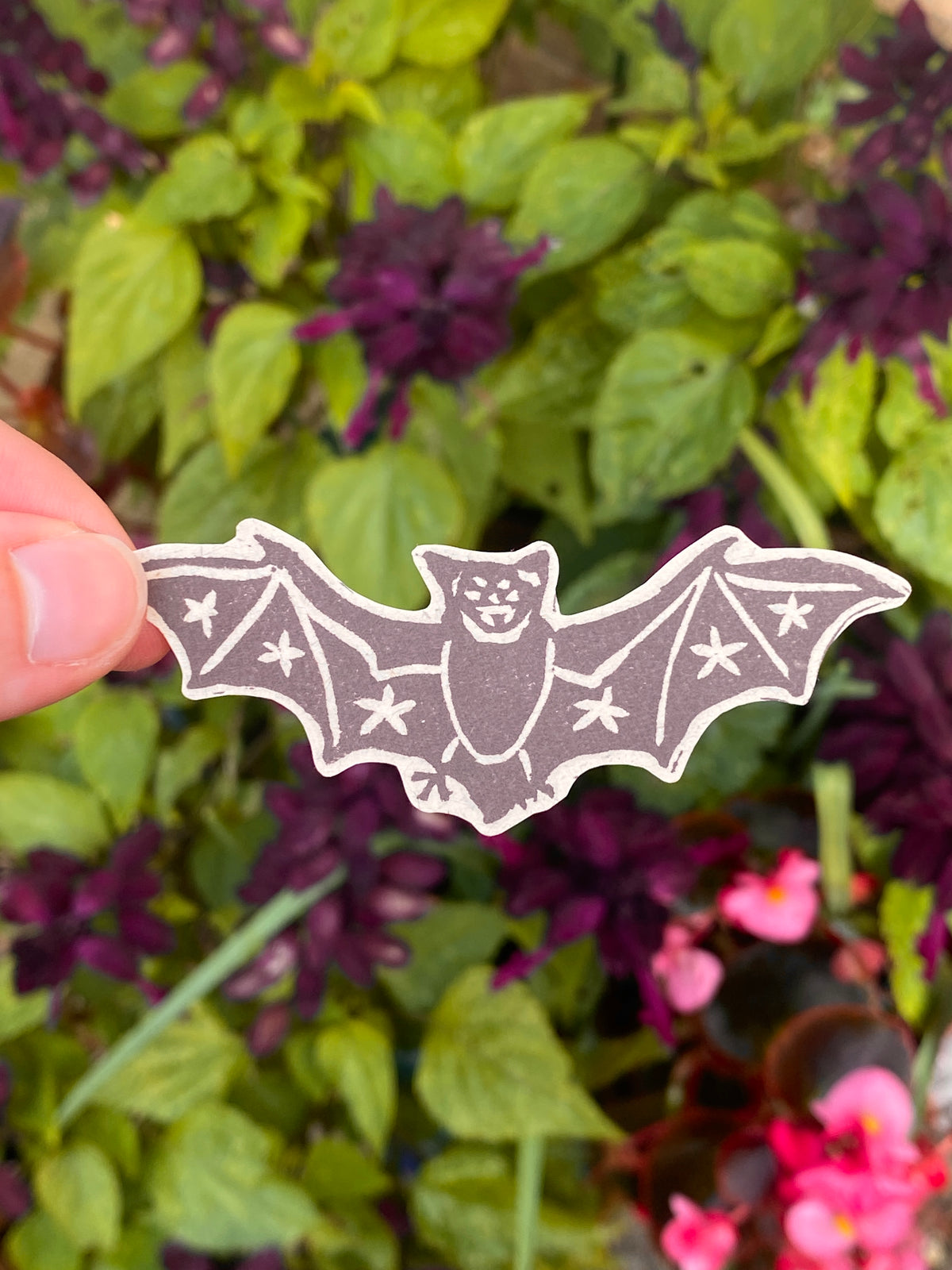 Spooky Bat Lino Sticker