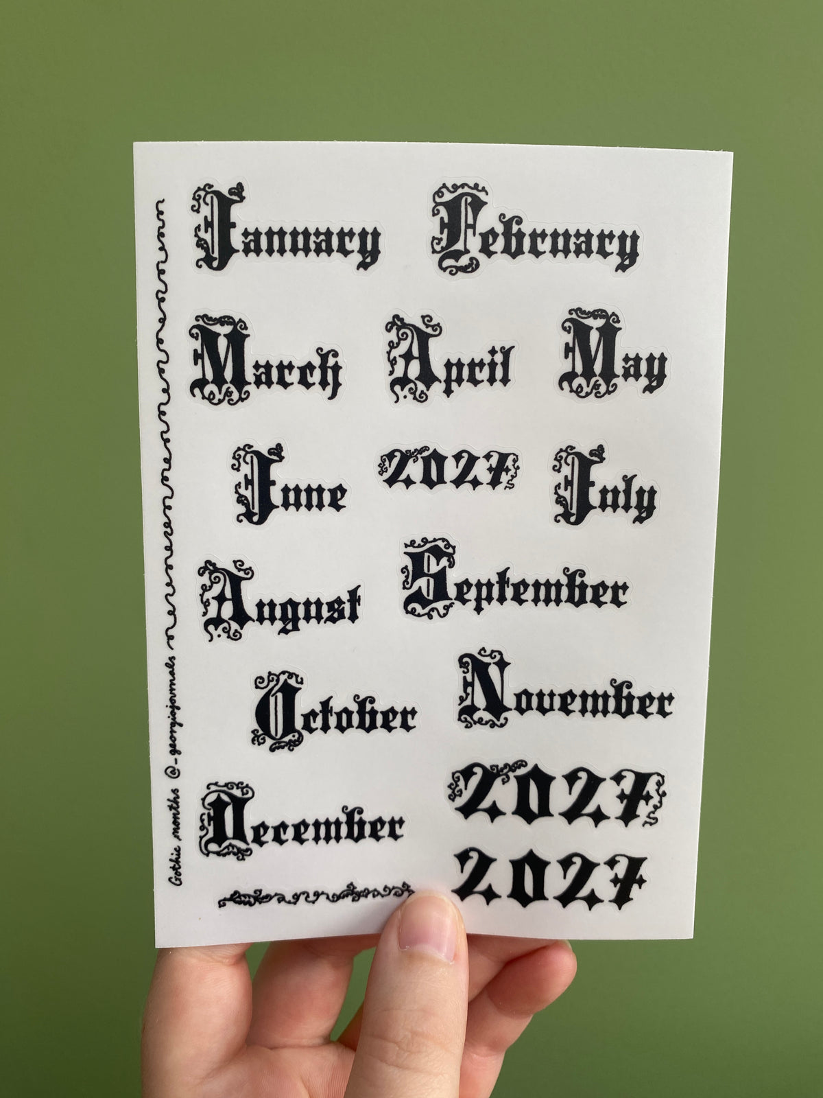 Gothic Months Sheet