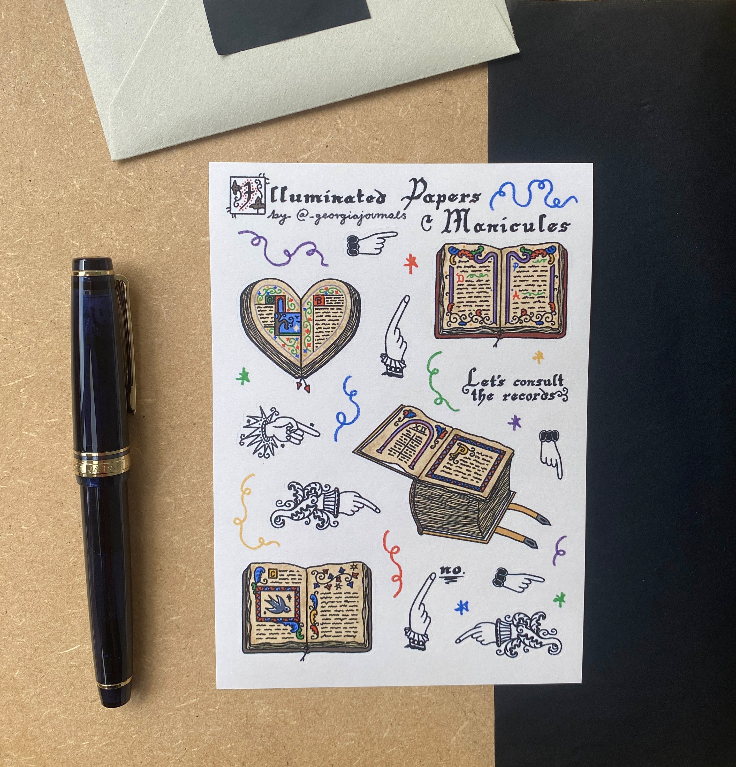 Illuminated Papers & Manicules Sheet