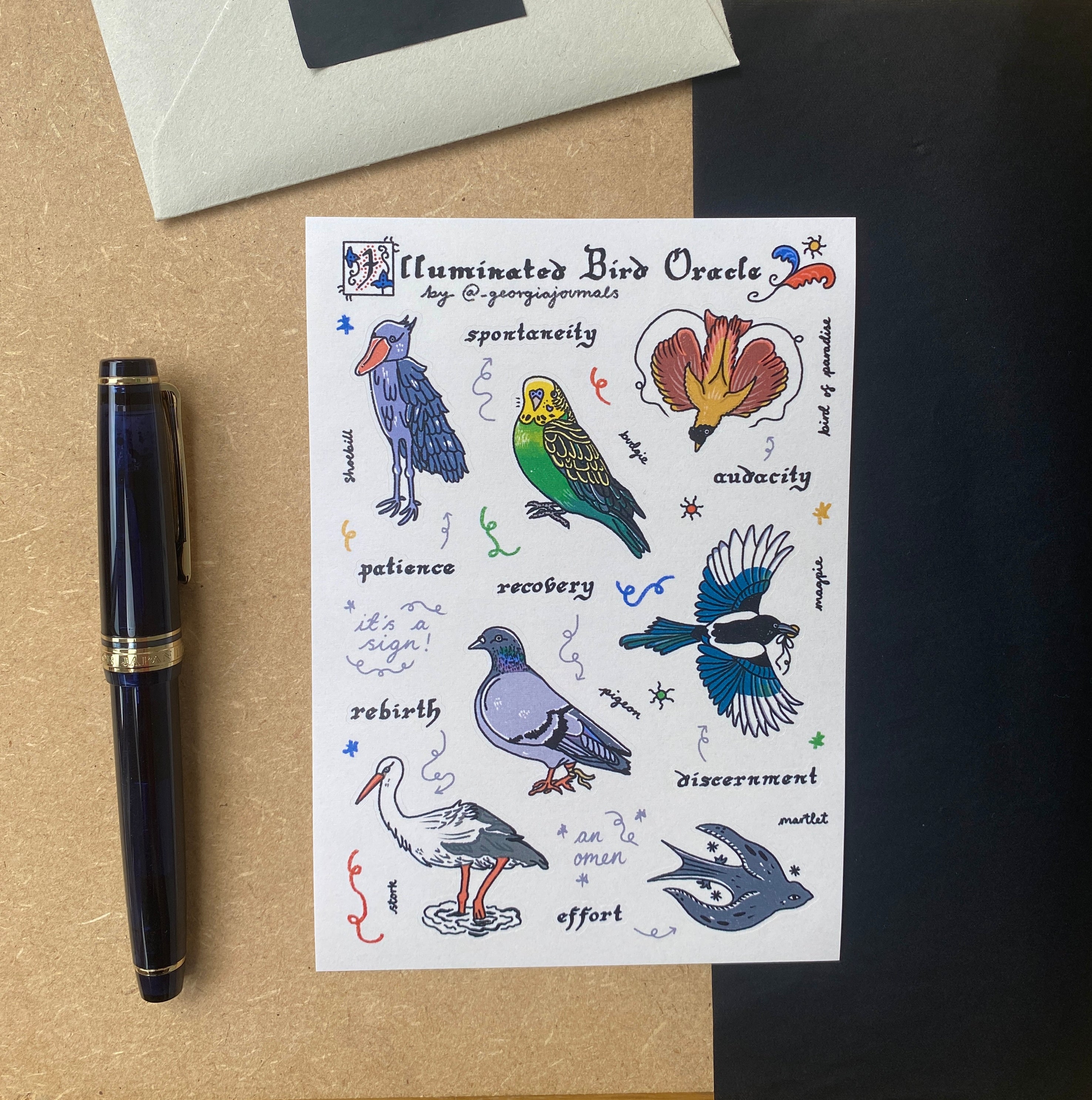 Illuminated Bird Oracle Sheet