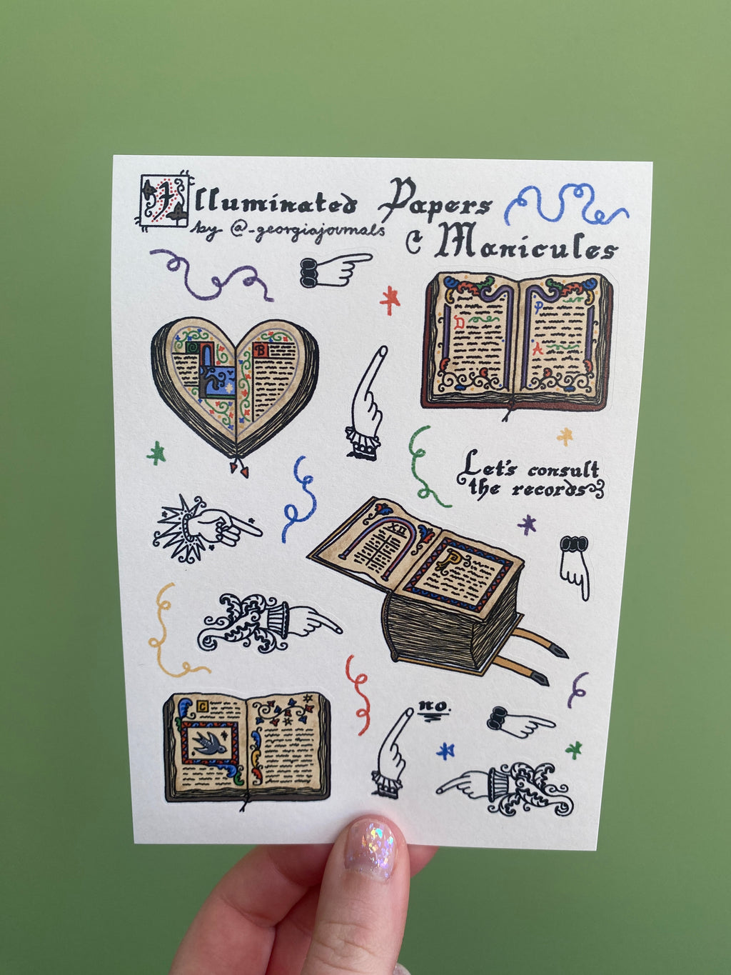 Illuminated Papers & Manicules Sheet