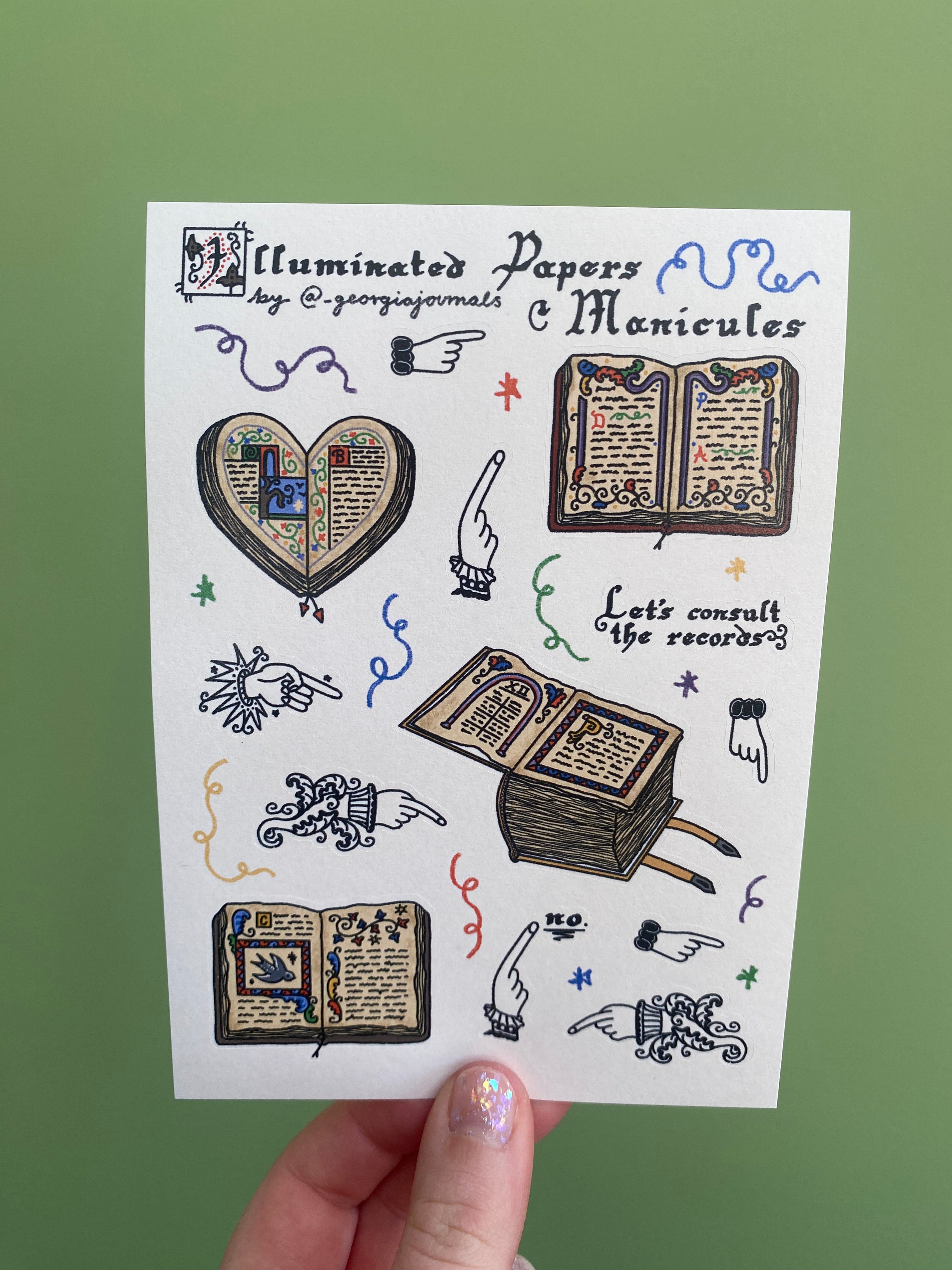 Illuminated Papers & Manicules Sheet