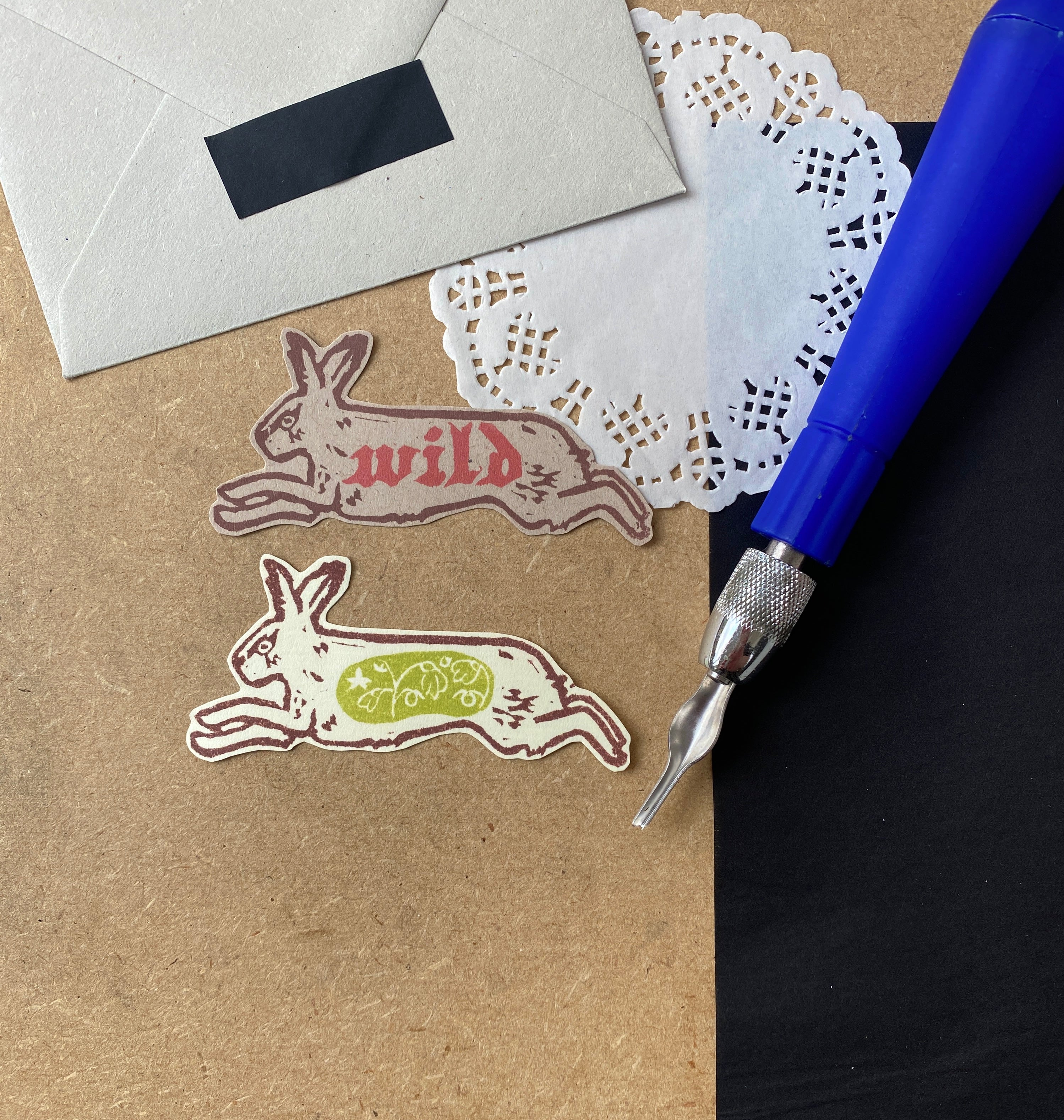 Leaping Hare Lino Sticker