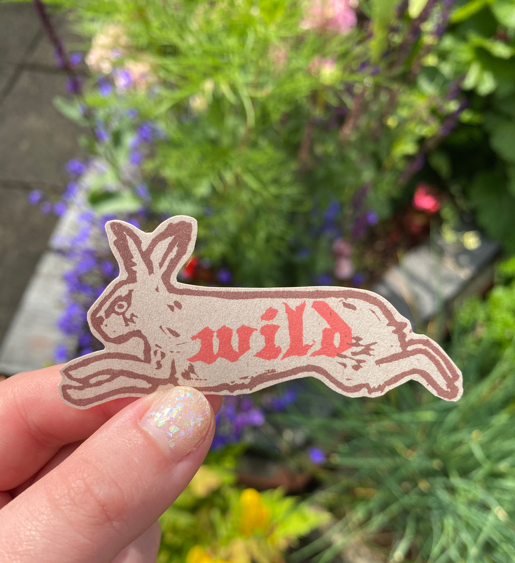 Leaping Hare Lino Sticker
