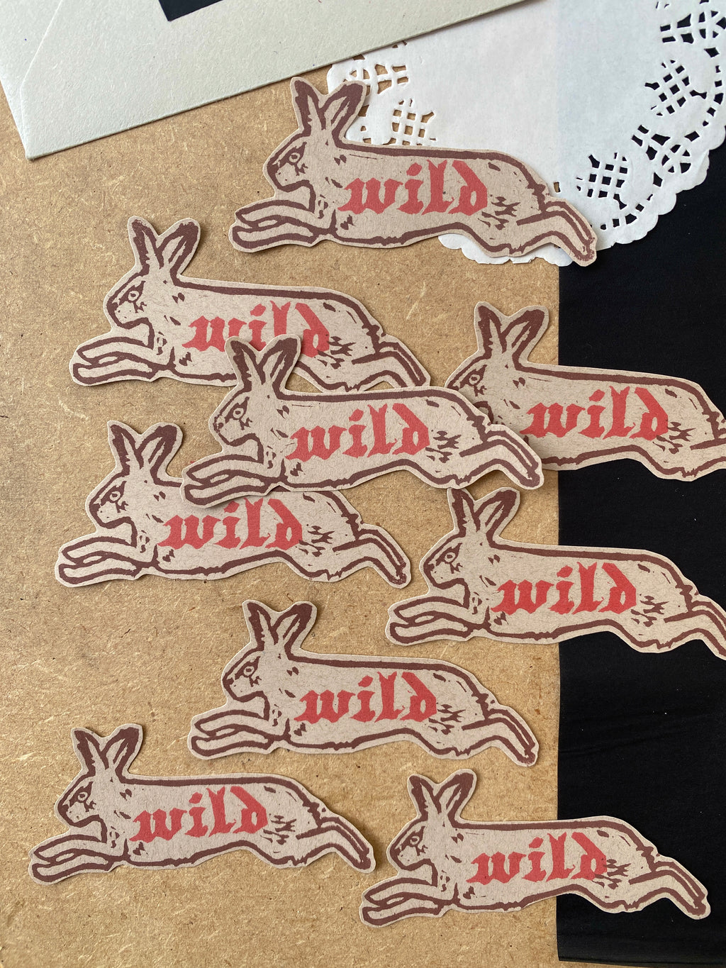 Leaping Hare Lino Sticker