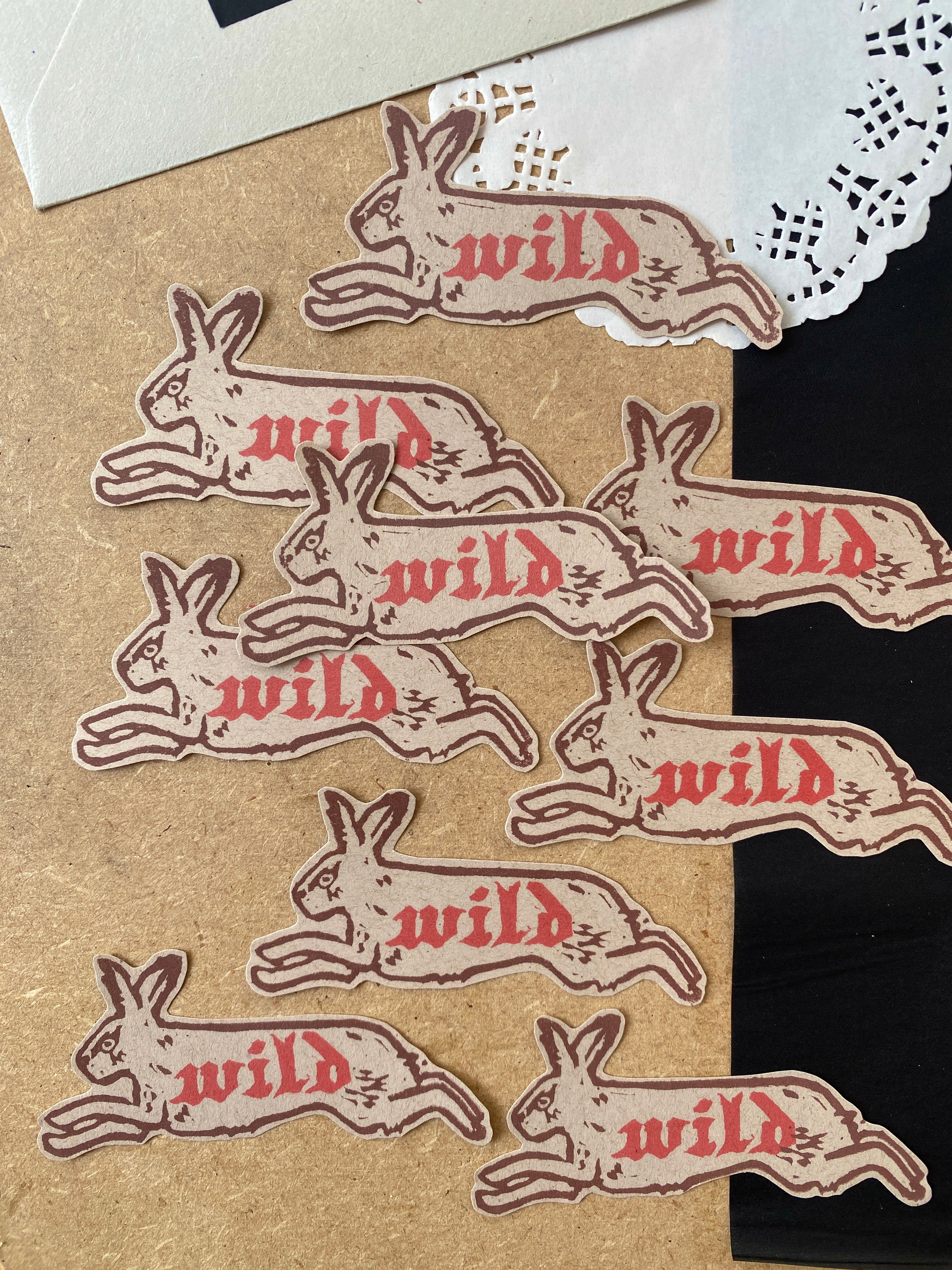 Leaping Hare Lino Sticker