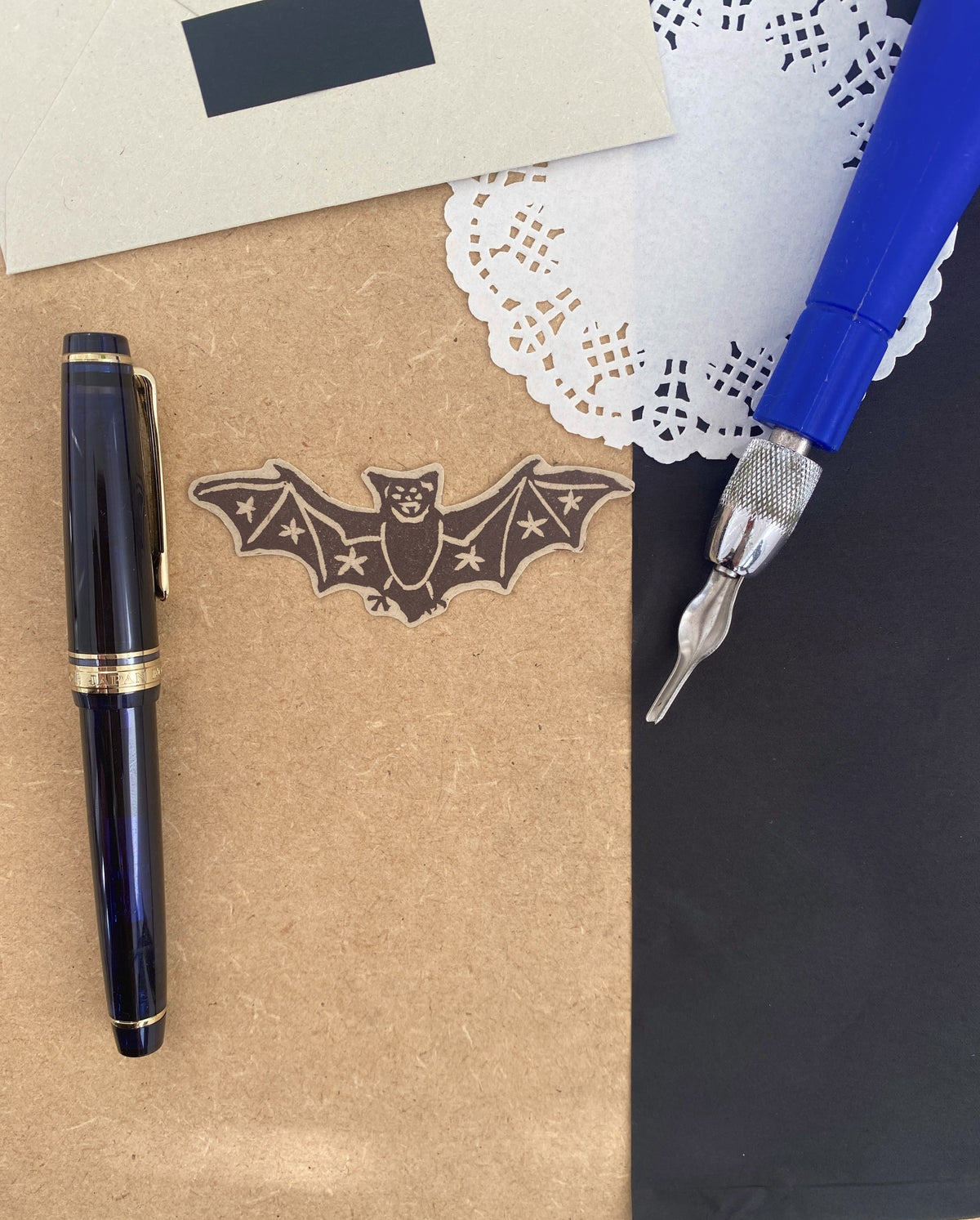 Spooky Bat Lino Sticker